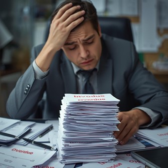 Man fretting about paying bills