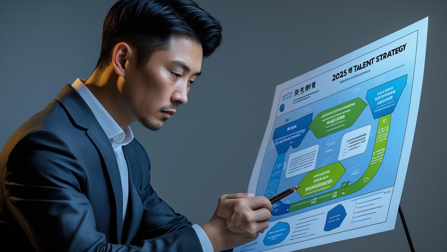 Businessman studying chart of his company's 2025 Talent Strategy