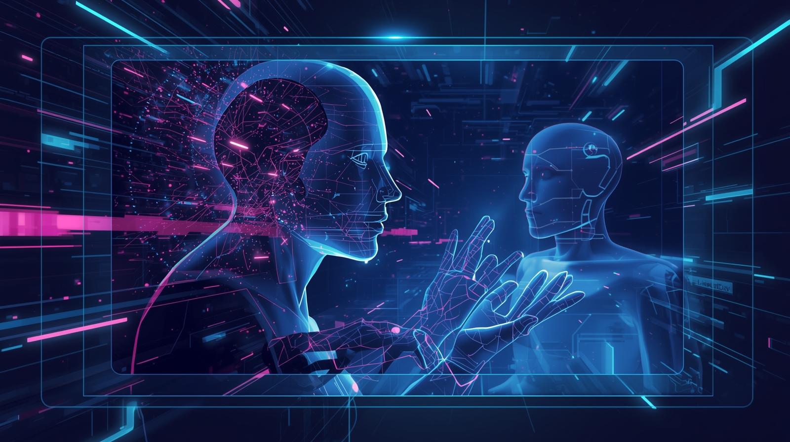 Robotic AI Image looking at a reflection